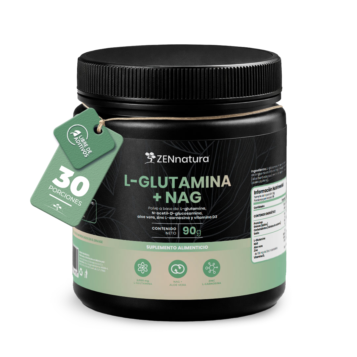 L-Glutamina + NAG | Polvo | 90 g