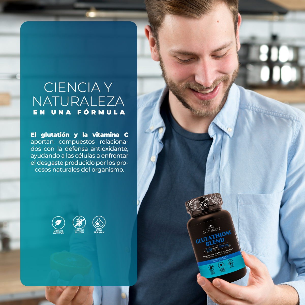 Glutathione Blend | Glutatión, Vitamina C y Magnesio | 120 caps | 500 mg