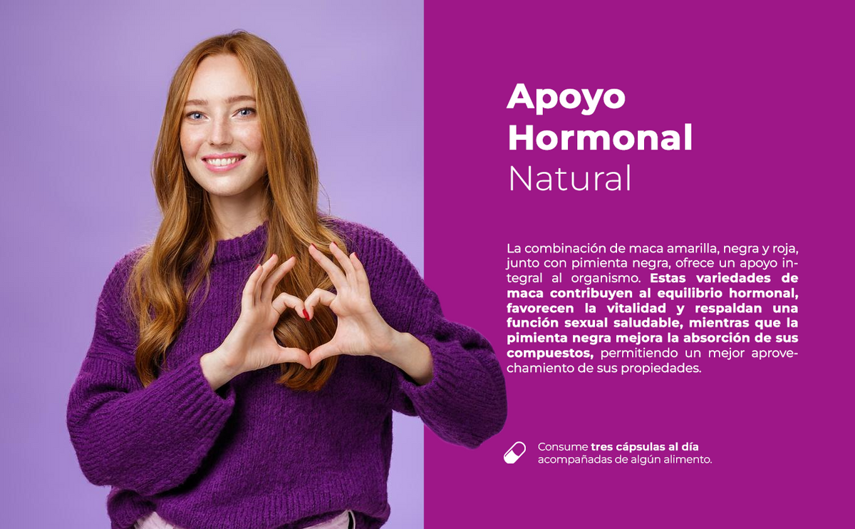 Maca | Maca Amarilla, Negra, Roja y Pimienta Negra | 90 caps | 500 mg