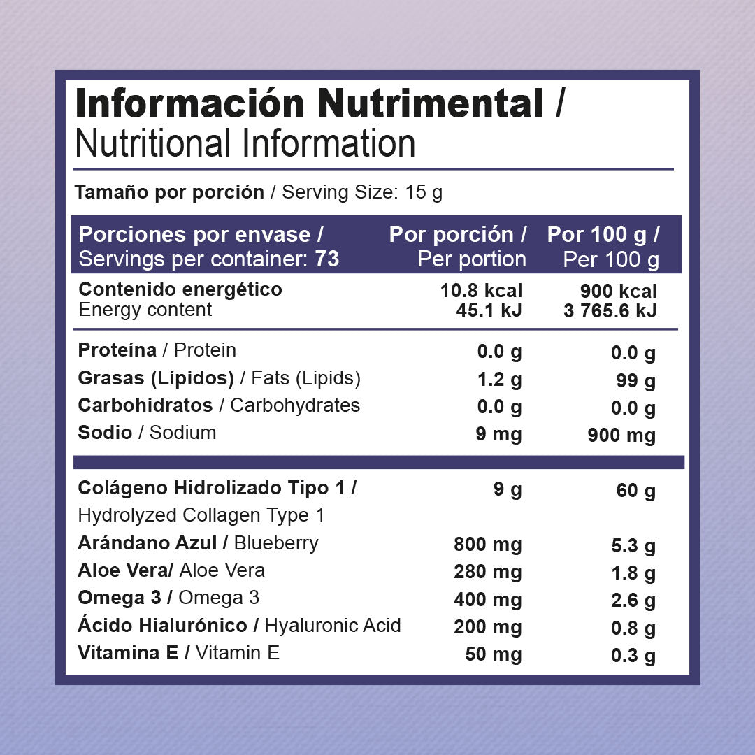 Ácido Hialurónico y Colágeno Hidrolizado | 1.1 kg (polvo)