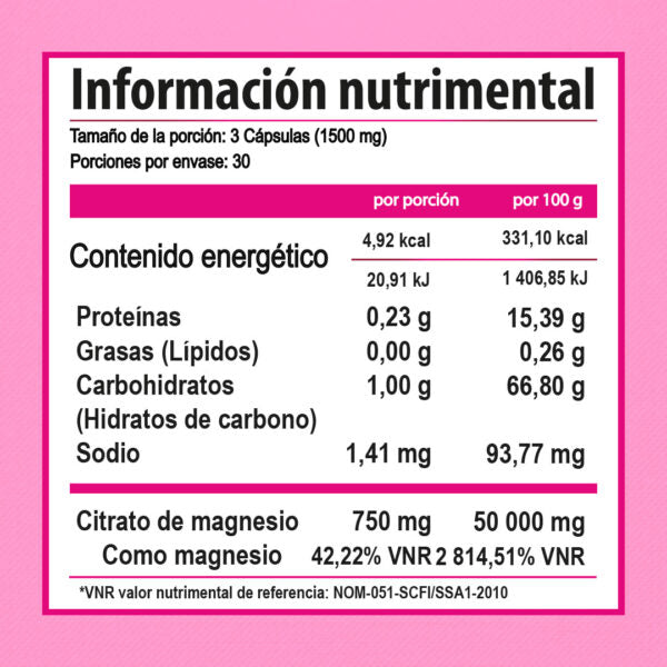 Citrato de Magnesio | 90 Cápsulas | 500 mg