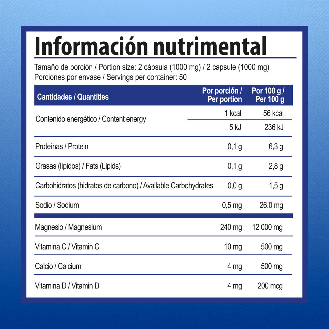 Cloruro de Magnesio | 100 Cápsulas | 500 mg