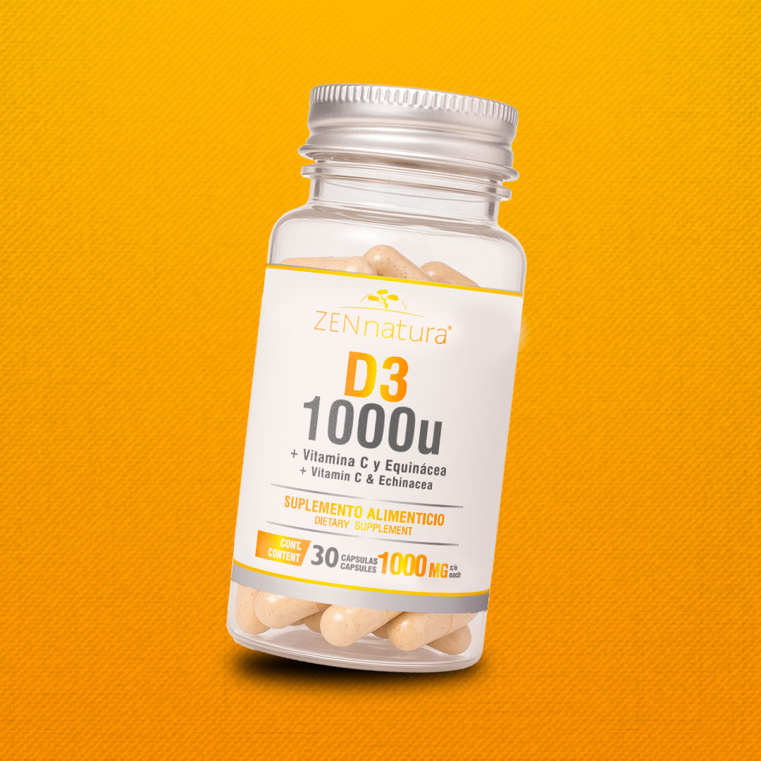 D3 1000 UI + Equinácea + Vitamina C | 30 Cápsulas | 1000 mg