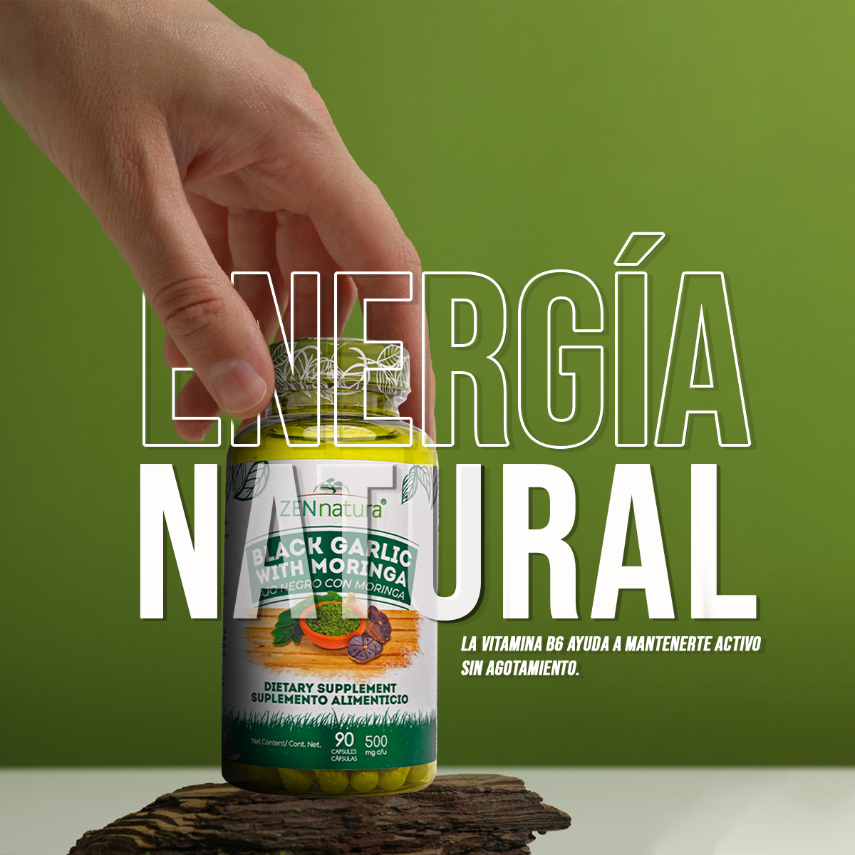 Moringa con Ajo Negro | 90 Cápsulas | 500 mg