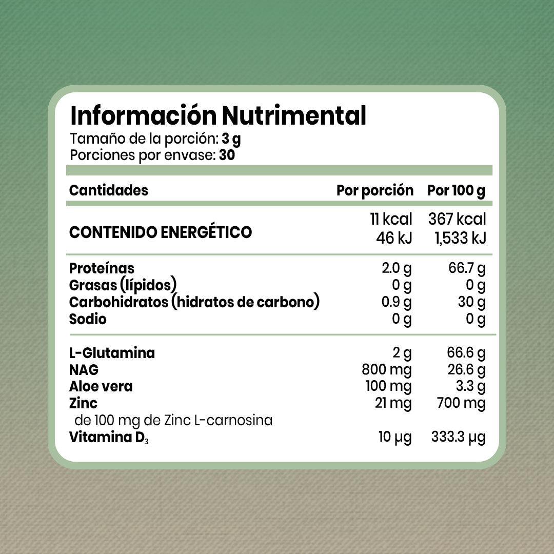 L-Glutamina + NAG | Polvo | 90 g