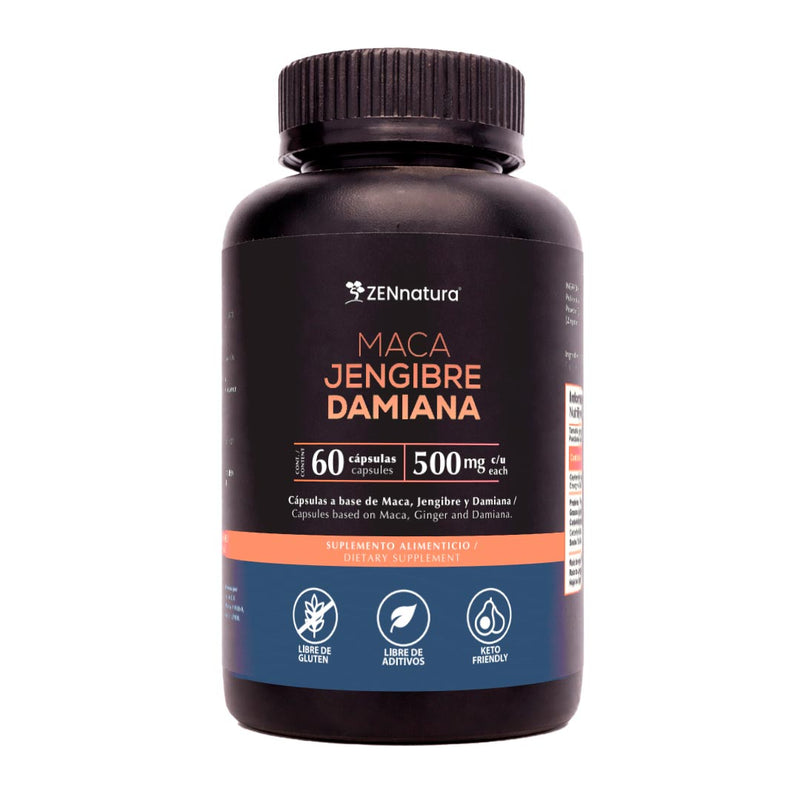 Maca, Jengibre y Damiana | 60 caps | 450 mg