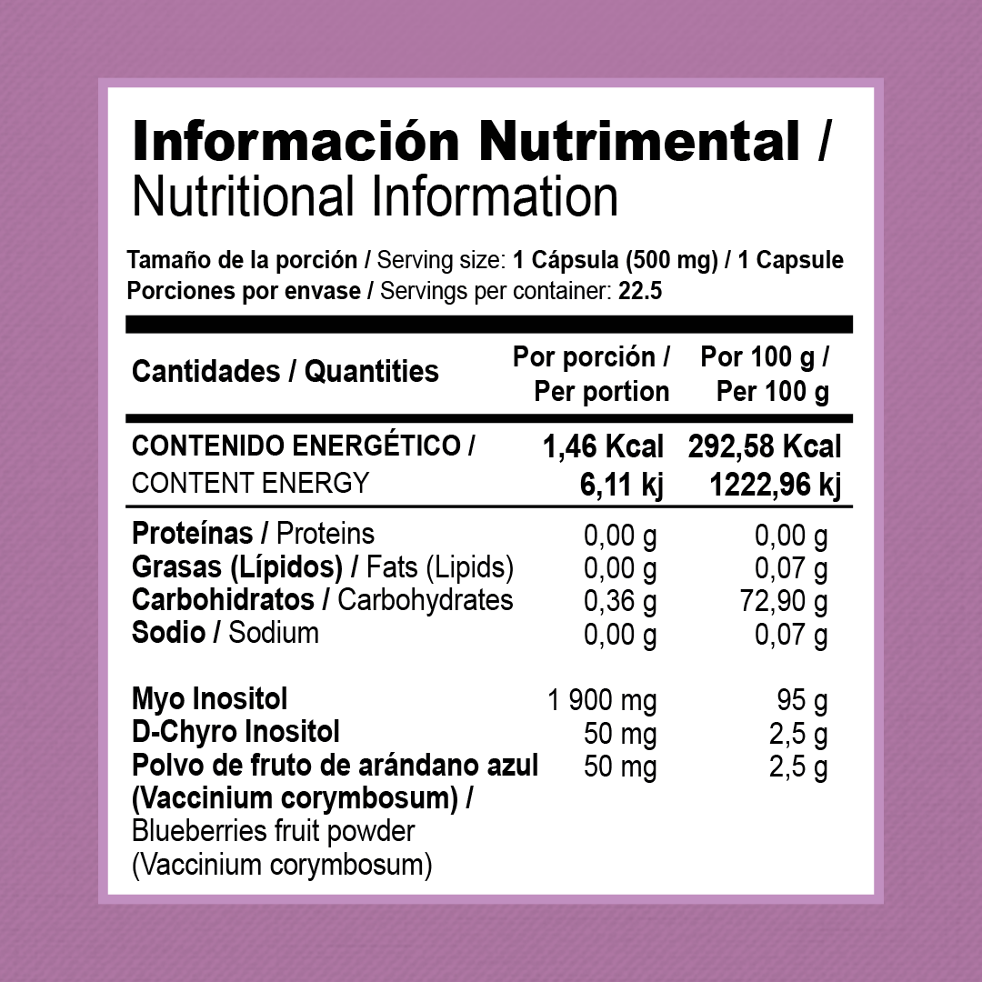 Myo + D-Chiro Inositol | 90 Cápsulas | 500 mg