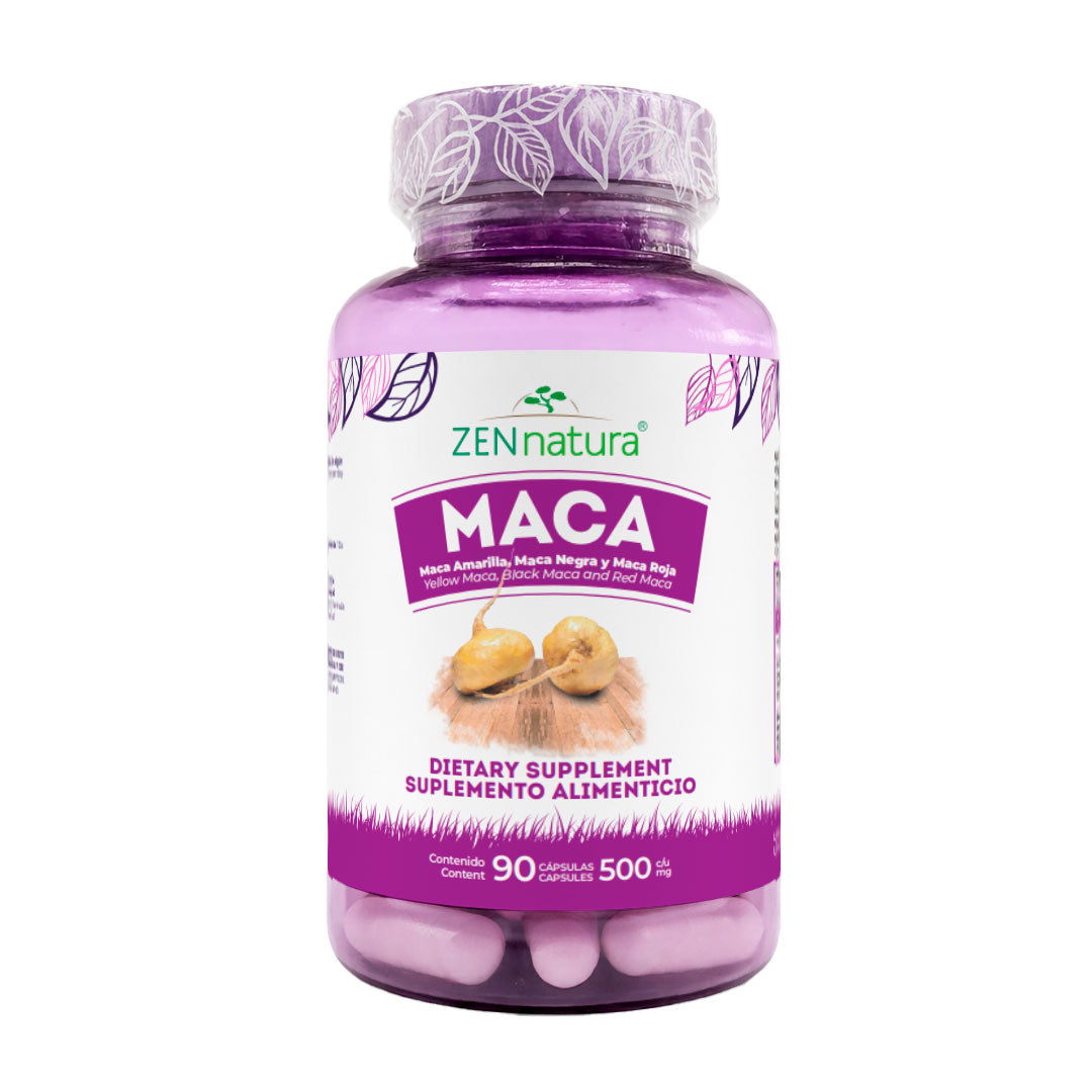Maca | Maca Amarilla, Negra, Roja y Pimienta Negra | 90 caps | 500 mg