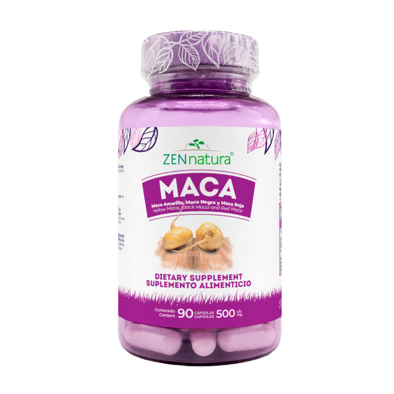 Maca | Maca Amarilla, Negra, Roja y Pimienta Negra | 90 caps | 500 mg