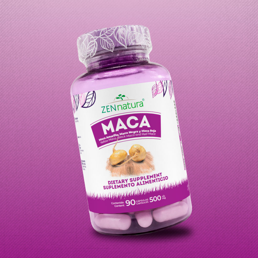 Maca | Maca Amarilla, Negra, Roja y Pimienta Negra | 90 caps | 500 mg