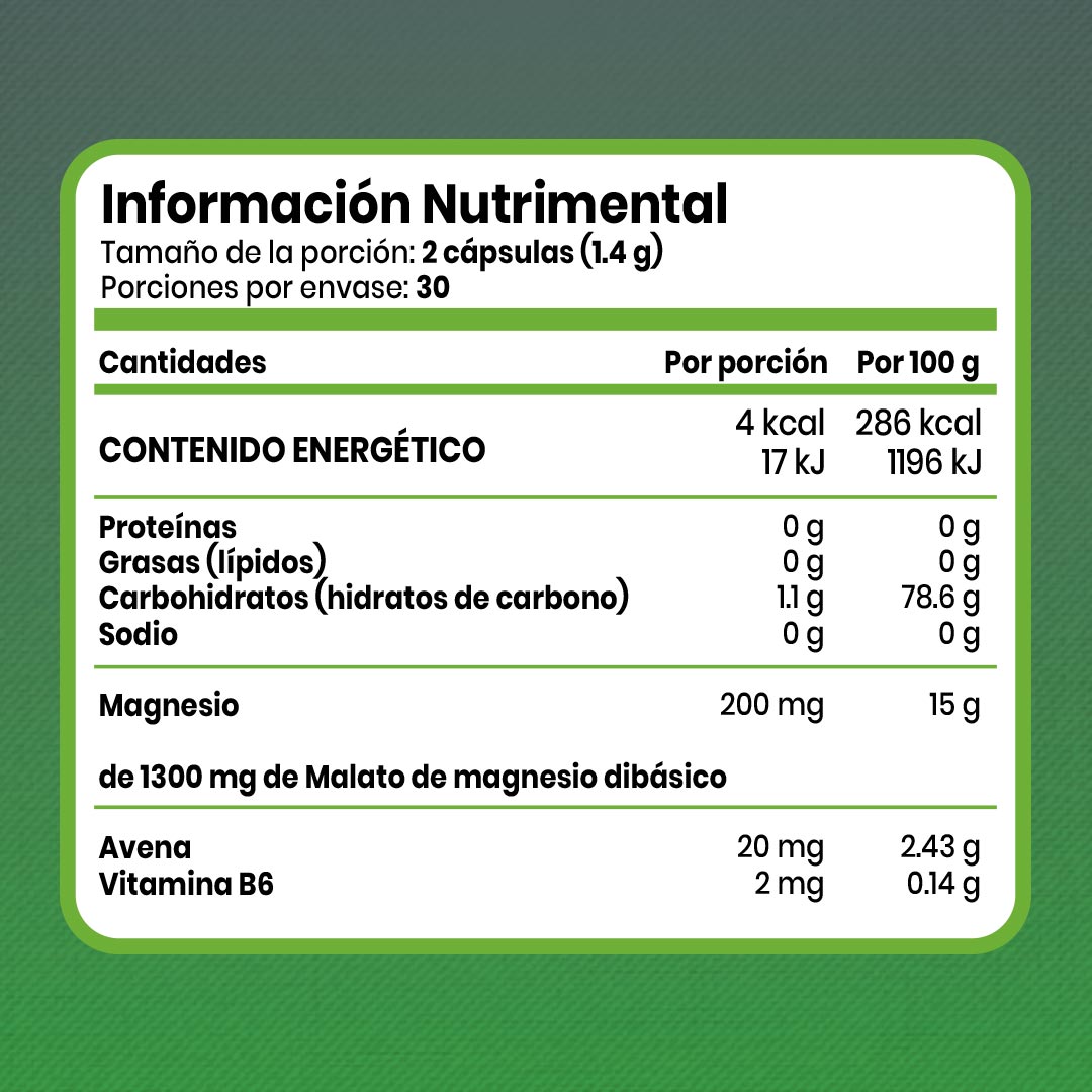 Magnesium Malate | 60 cáps | 200 mg de magnesio elemental