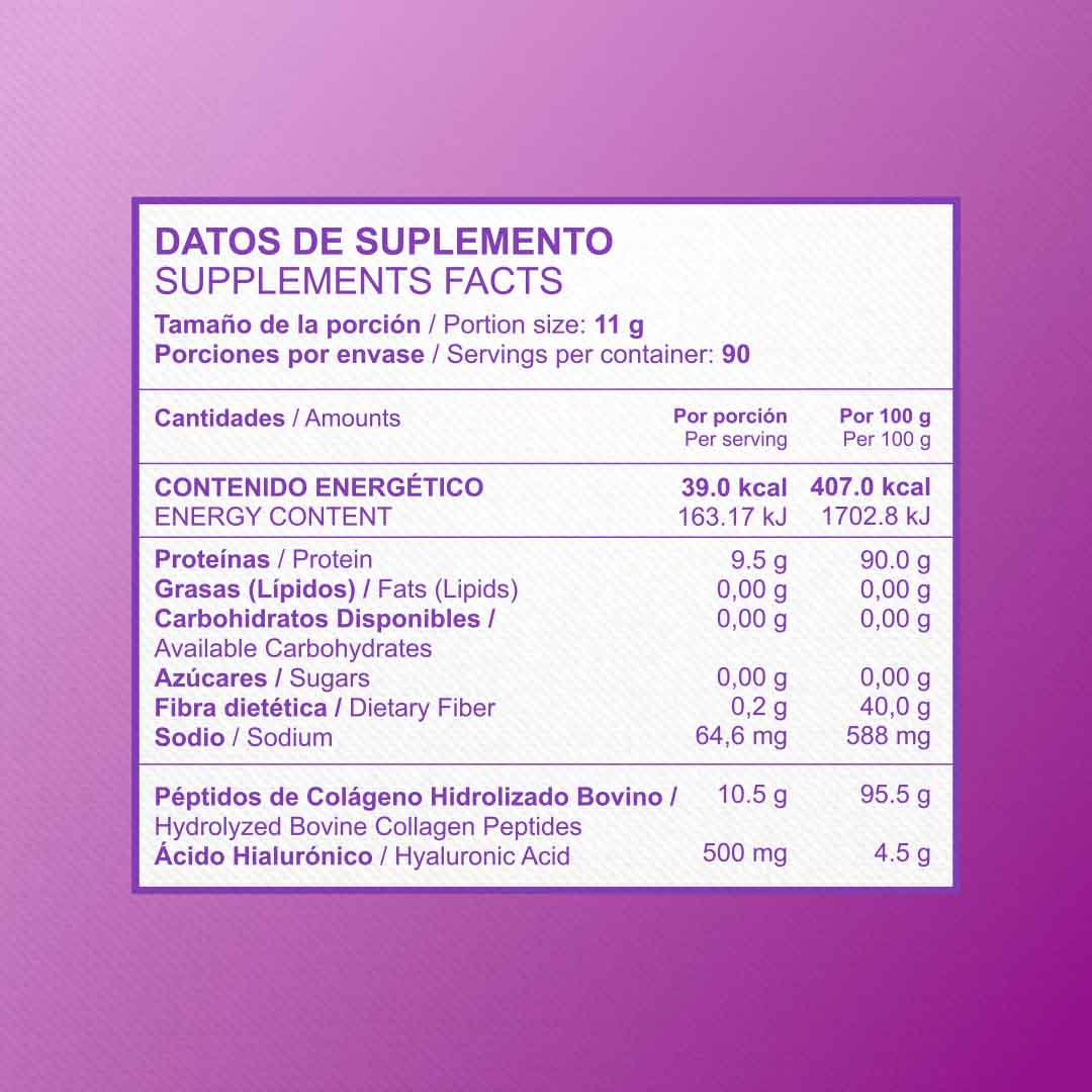 Colágeno Hidrolizado con Ácido Hialurónico | Péptidos en Polvo | 1 kg