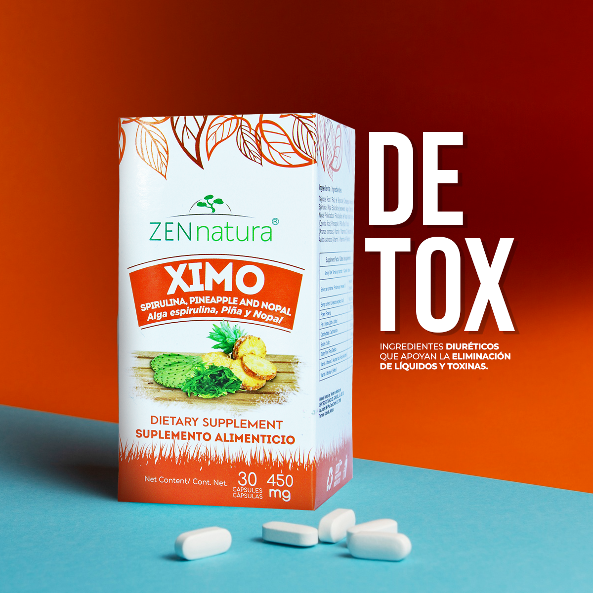 XIMO | Raíz de Tejocote, Espirulina y Piña | 30 caps | 450 mg