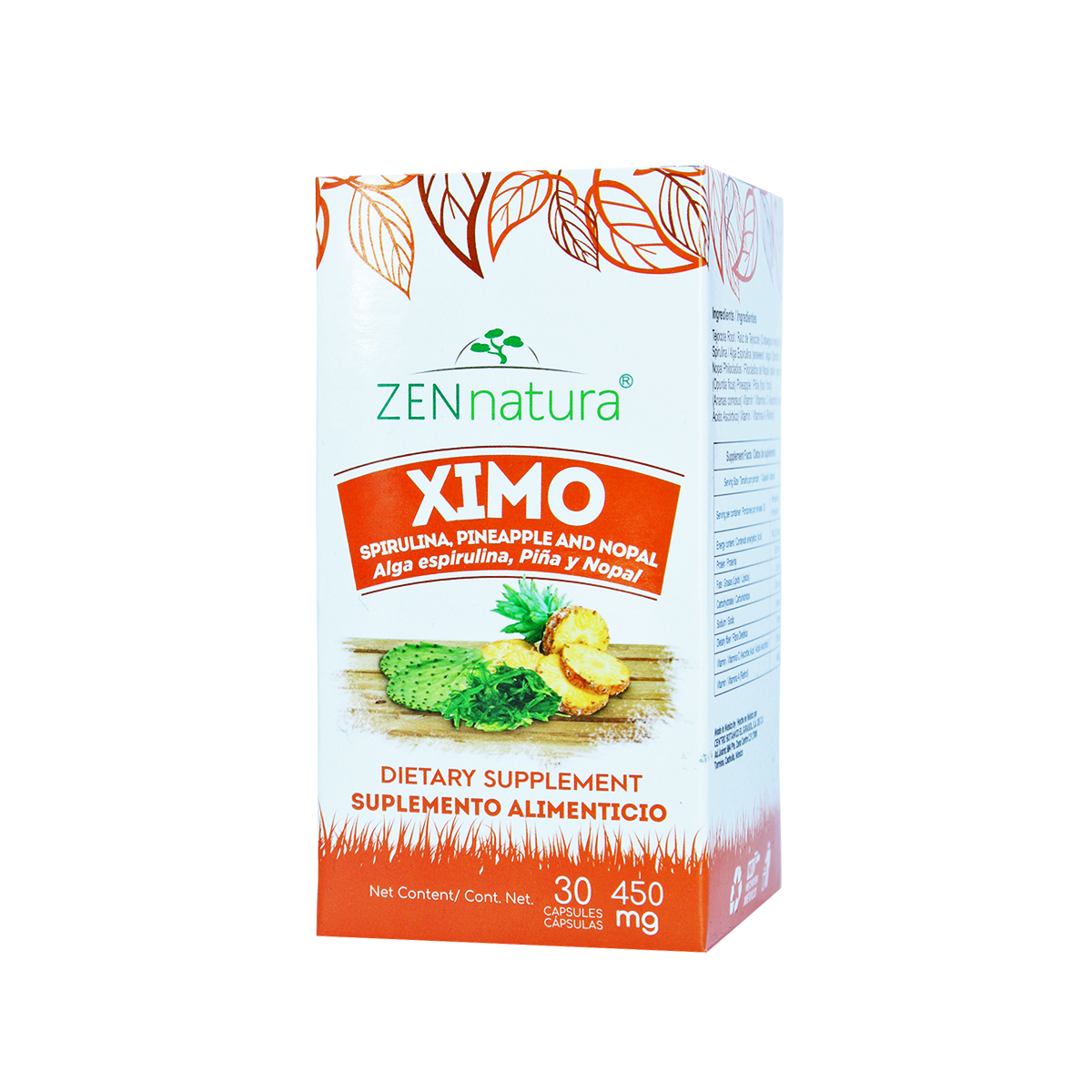 XIMO | Raíz de Tejocote, Espirulina y Piña | 30 caps | 450 mg