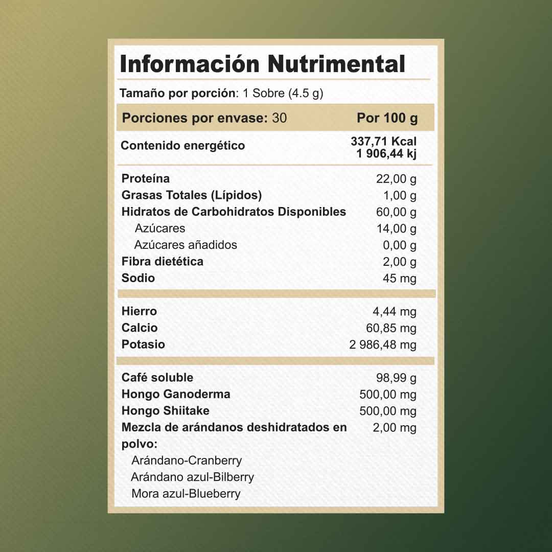 Café Soluble con Ganoderma y Shiitake | 30 Sobres
