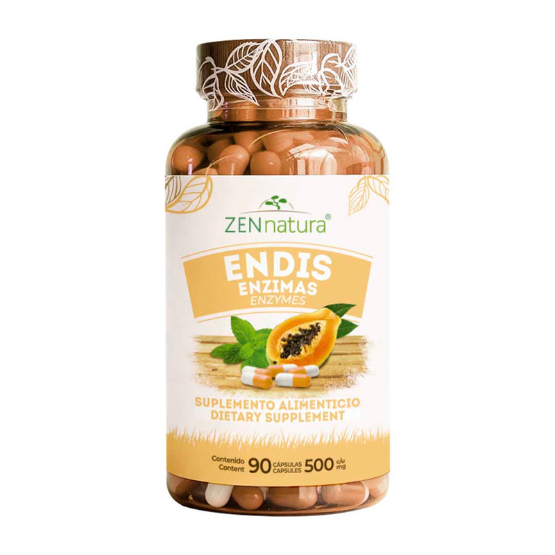 ENDIS | Enzimas, Bromelia y Hierbabuena | 90 Cápsulas | 500 mg