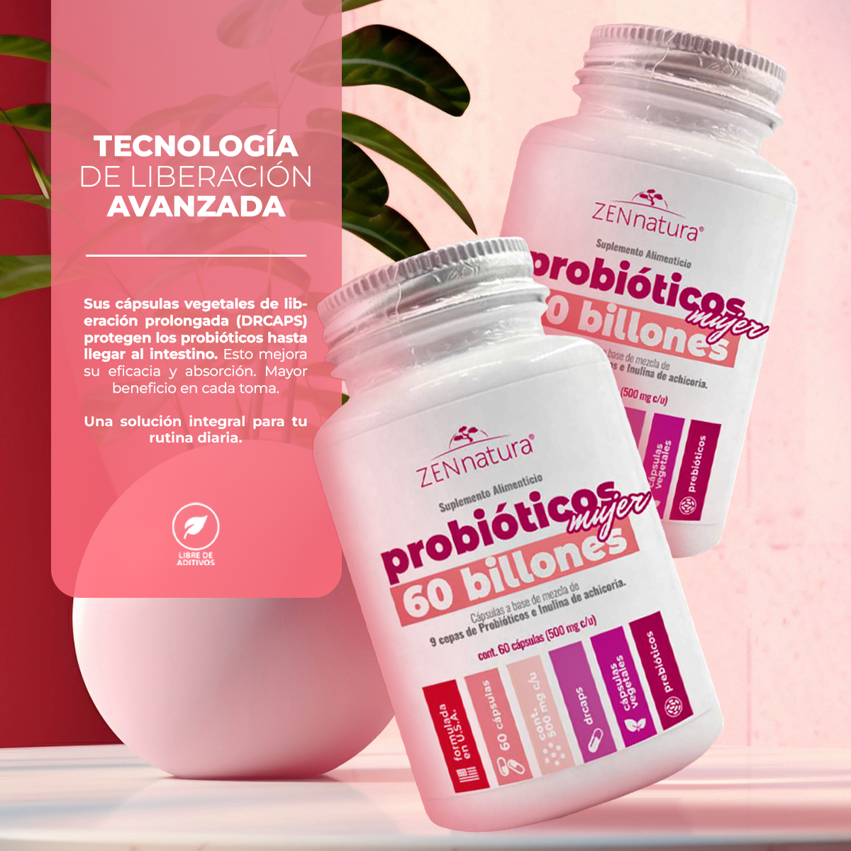 Probióticos Mujer 60 Billones | 60 Cápsulas | 500 mg