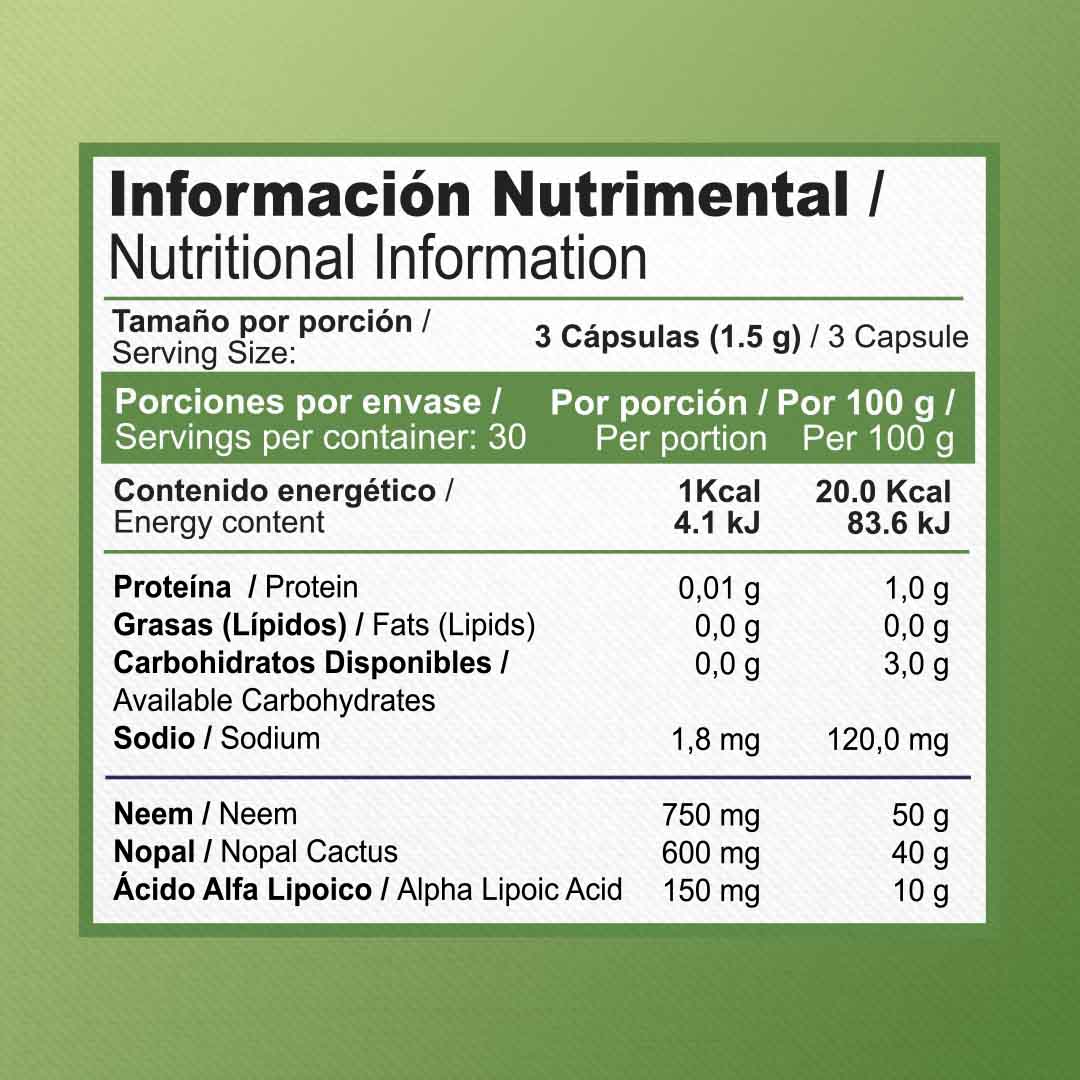 Neem con Nopal | 90 caps | 500 mg