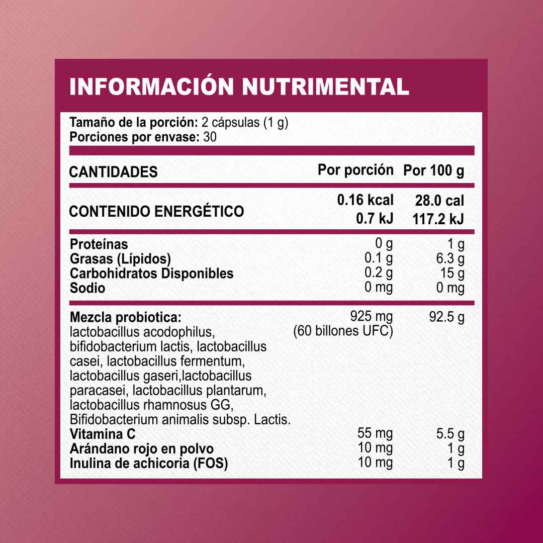 Probióticos Mujer 60 Billones | 60 Cápsulas | 500 mg